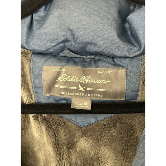 Eddie Bauer Women's coat Sz Medium blue down filled hooded parka winter jacket - Picture 2 of 16